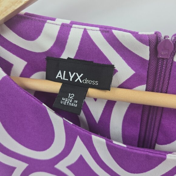 Alyx Purple White Circle Geometric Retro Mini Dress 12 - Picture 7 of 10